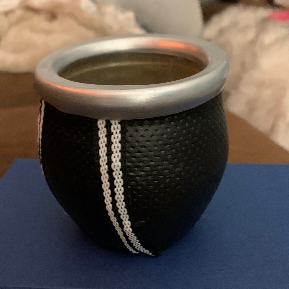Black Leather Mate Cup with Silver Rim - Home Accents